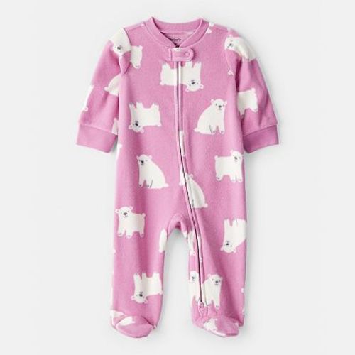 Baby Girl Carter's One Piece Polar Bear Print Loose Fit Long-Sleeve Sleep & Play Pajamas