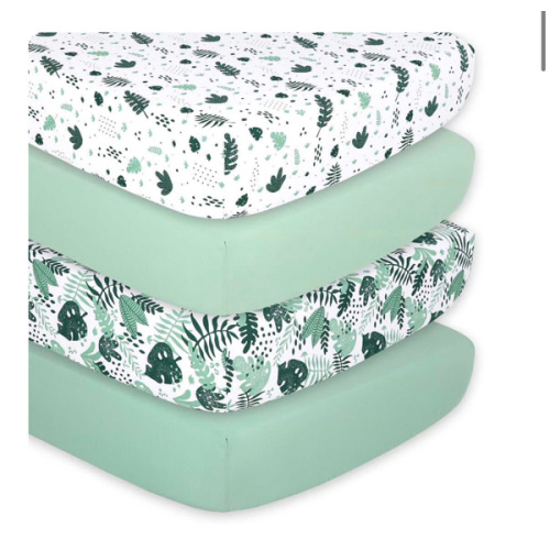 Green Botanical 4-Pack Fitted Crib Sheet Set