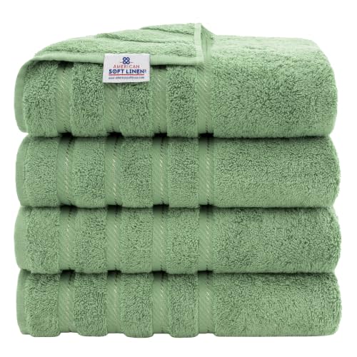 American Soft Linen 100% Cotton Luxury Turkish Towels, 4 PC Bath Towel Set | Soft Absorbent Quick Dry OEKO Tex Standard 100 Certificated Durable Machine Washable Premium Hotel Quality