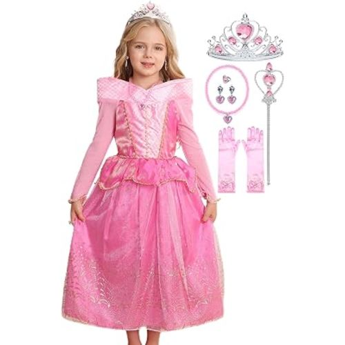 iTVTi Little Girls Princess Costume Dress Up Cosplay for Carnival Halloween Party Pink