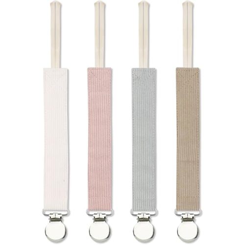 Pacifier Clip for Baby Boy and Girl, Linen Soft Fabric Strap, Pacifier Leash Holder Binky Clip, Striped Soothie Holder Unisex
