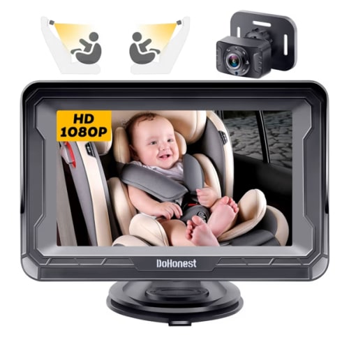 DoHonest Baby Car Camera HD 1080P - Rear-Facing Car Baby Monitor with Night Vision, Adjustable View Angle, Easy Setup, Anti-Glare Display, Safety for Kids & Infants