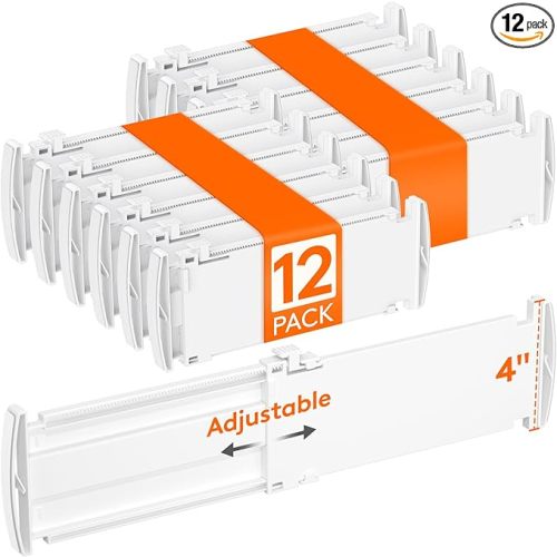 Lifewit 4" High 12 Pack Drawer Dividers, 10.5-16.5" Drawer Divider for Clothes, Adjustable Dresser Drawer Organizers, Plastic Drawers Separators for Clothes, Bedroom, Bathroom, Kitchen, Closet