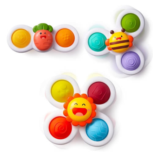 LiKee Strong Suction Cup Fidget Rotating Sensory Bath Toys for Baby