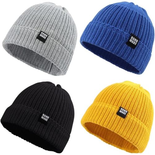 JANGANNSA Simple Knitted Baby Beanie Hip-Hop Boys Winter Hat Toddler Kids Bonnet for Girls 0-5Y