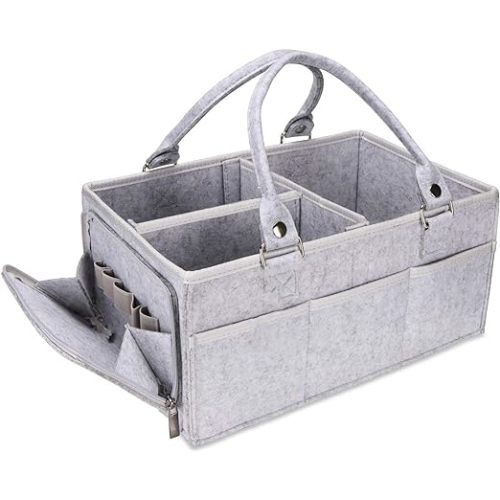 Baby Diaper Caddy Organize,Nursery Basket Set,Boys Girls Nursery Storage Bin,Large Nursery Tote with Removable Compartments,Car Organizer for Diapers and Baby Wipes Newborn Essentials - Upgrade