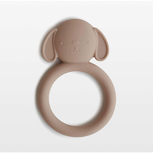 Mushie Light Brown Dog Silicone Baby Teether
