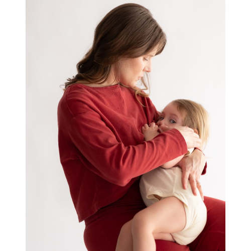 Organic Cotton Long Sleeve Rib Knit Crop Top & Nursing Cover – ofanorigin