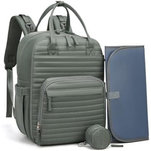 Water Resistant Unisex Diaper Bag Backpack with Changing Pad