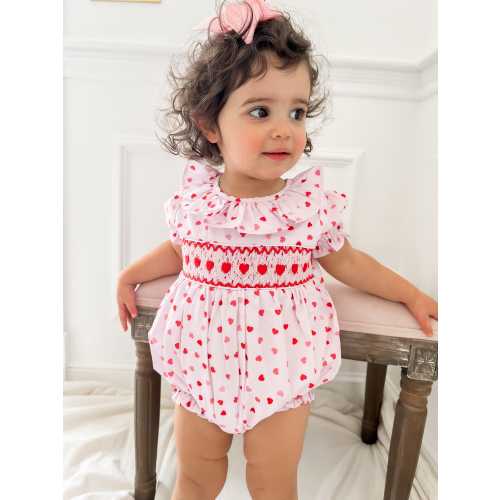 Helena Heart Smocked Bubble