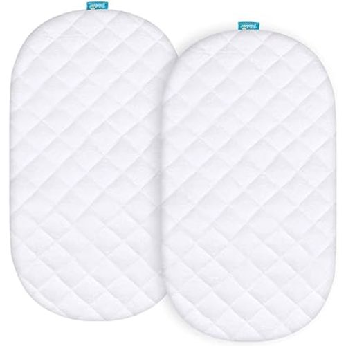 Waterproof Bassinet Mattress Pad Cover, White, 15"x30", 2 Pack