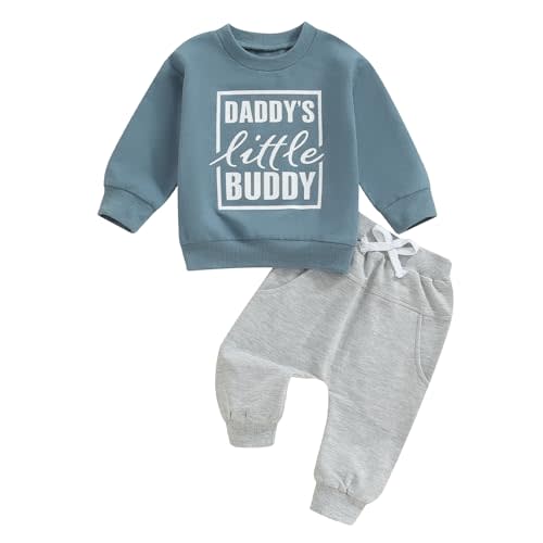 Engofs Toddler Baby Boy Clothes 6 12 18 24 Months 2T 3T Fall Winter Outfit Long Sleeve Sweatshirt Tops Pants Set