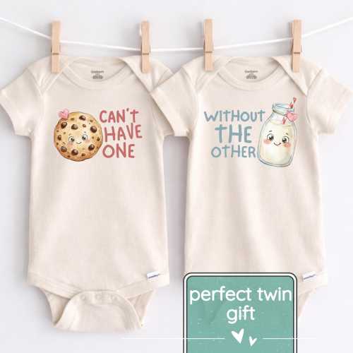 Twin Onesie®, Can't Have One Without The Other Baby Onesie®, Funny Milk And Cookie Twin Onesies®, Cute Best Friend Twin Baby Onesie®