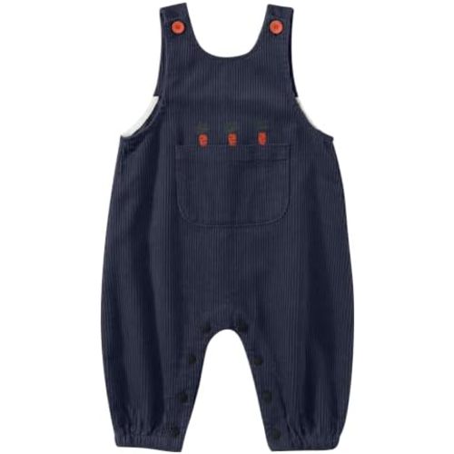 Baby Corduroy Overalls Jumpsuit with Adjustable Button Suspenders 12M-5T