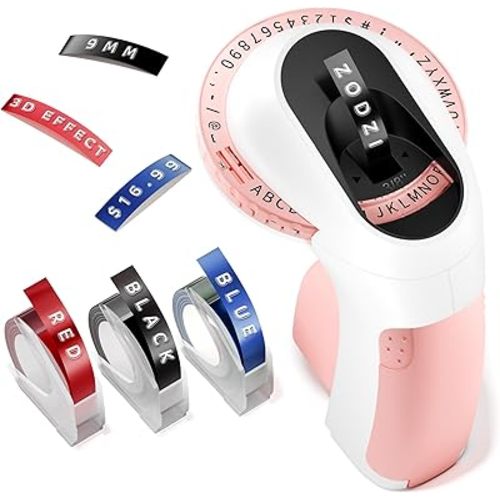 Embossing Label Maker Machine with Tapes,Vintage Embossed Label Maker,Retro Label Makers,Old School Manual Embosser with 3 Rolls 3D Embossing Tapes for Home/Office/Scrapbook Supplies/Junk Journal Kits