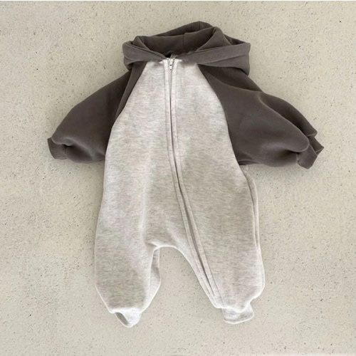 Baby Zipper Hooded Fleece Jumpsuit