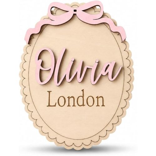 Personalized Scallop Baby Name Sign with Bow (Name Sign)