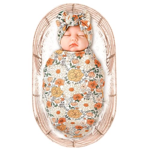 Konssy Baby Girl Newborn Receiving Blanket with Headband Set Baby Swad – KONSSY