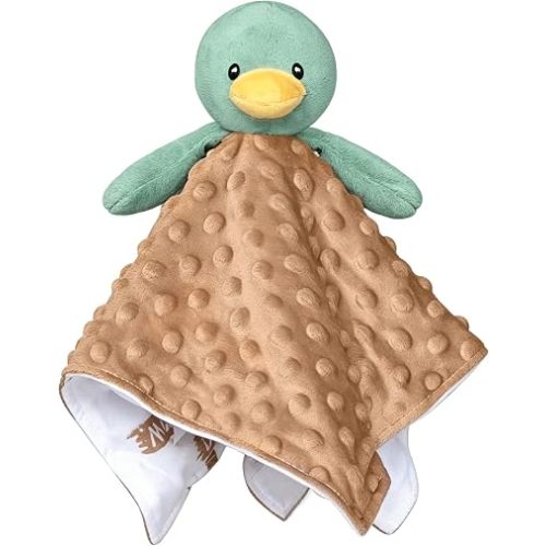 BORITAR Baby Security Blanket Soft Baby Lovey Unisex Lovey Shower Gifts for Newborn Boys and Girls Snuggle Toy Mallard Duck Stuffed Animal Green 14 Inch