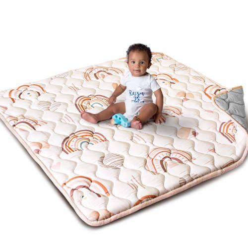 Beavtaens Baby Play Mat for Floor, Fits 50x50 Playpen, Non-Slip, Soft for Infants, 0-4 Years (Rainbow)
