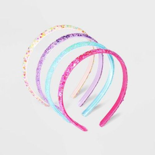 Girls' 4pk Heart and Butterfly Glitter Headband Set - Cat & Jack™: Hair Styling Accessories, All Hair Types, Plastic, Recycled Polyester
