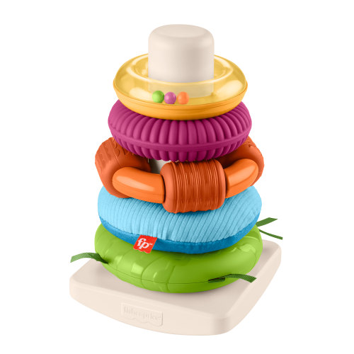 Fisher-Price Sensory Rock-a-Stack Roly-Poly Stacking Toy with Textured Rings for Babies