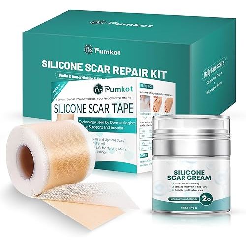 Advanced Silicone Scar Cream and Scar Sheets, Professional Scar Repair Kit for Surgical Scars, Stretch Marks, Old and New Scars