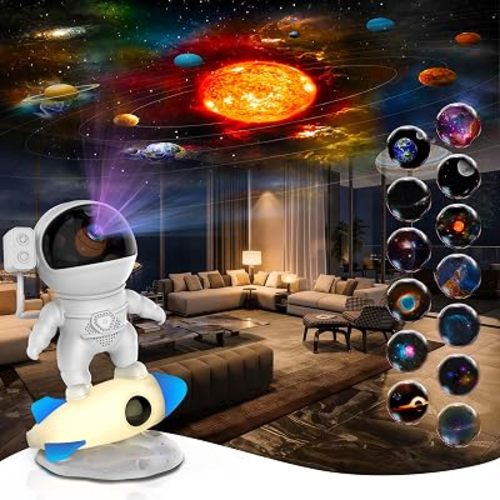FlyLily Galaxy Projector, 12 in 1 HD Planetarium Astronaut Galaxy Projector for Bedroom, Galaxy Star Night Light Projector for Kids Adults Gaming Room/Party/Home Décor