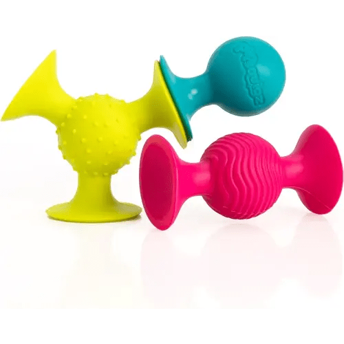 Fat Brain Toys pipSquigz, Sensory Baby Toys 6 Months Plus, Rattle Suction Cup Toy