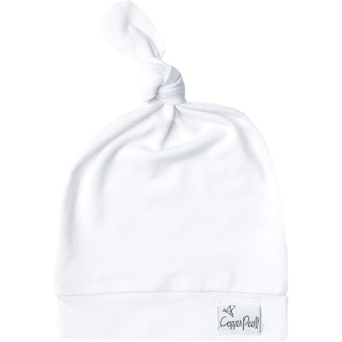 Copper Pearl Baby Beanie Hat Top Knot Stretchy Soft Dove