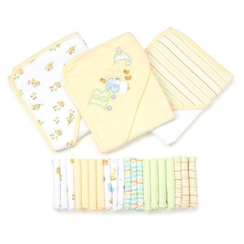 Spasilk 23-Piece Essential Baby Bath Gift Set, Yellow