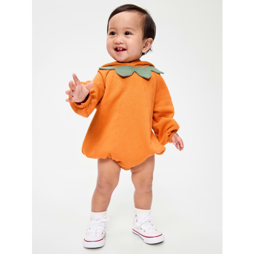 Hooded Pumpkin Critter Fleece One-Piece Romper for Baby