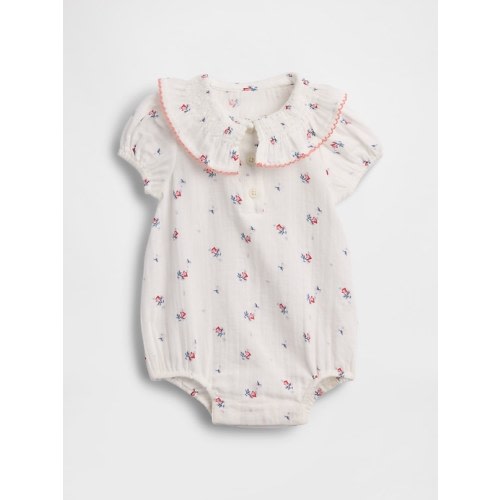 Baby Cotton Gauze Floral Collared Bodysuit