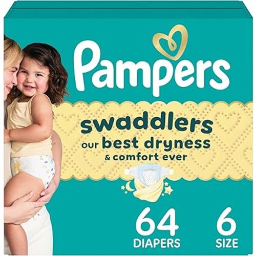Pampers Swaddlers Diapers, Size 6 (23-44 lbs), 16 Count, Absorbent, Keeps Baby Dry and Comfortable, Skin Safe Disposable Baby Diaper (Packaging May Vary)