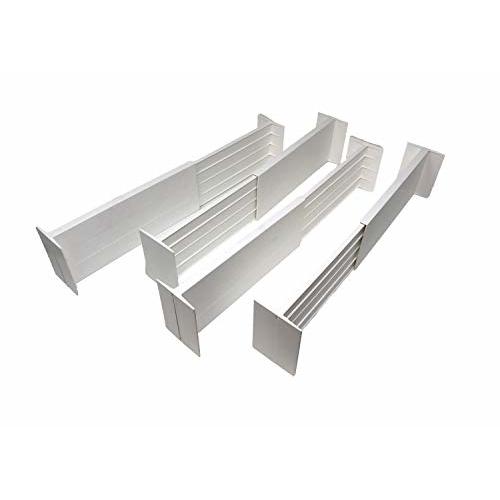 Dial Industries Adjustable Spring Loaded Drawer Dividers, Set of 4, White - 4.5 in Deep, (Set of 4)