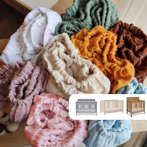 Muslin Sheets for Da Vinci Cribs - Organic Cotton Fitted for Mini and Full Crib