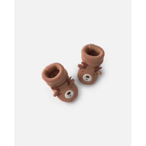 Baby Christmas Reindeer Booties - Brown | Carter's
