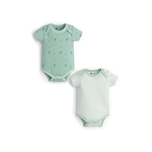 MONICA + ANDY Short Sleeve Jack & Jill Bodysuit, 100% Organic Baby Clothes for Girls & Boys, Newborn, Infant & Preemie Sizes