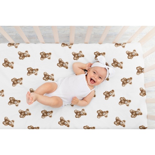 Sweet Jojo Designs Boho Teddy Bear Boy, Girl, Unisex/Gender Neutral Fitted Crib Sheet - Watercolor Brown Bears, Bohemian, Modern