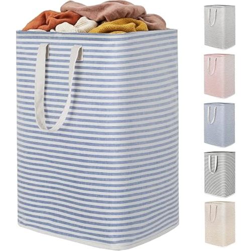 Lifewit 1 Pack Laundry Basket 80L Each, Collapsible Clothes Hamper with Reinforced Handles, Freestanding Waterproof Design for Bedroom and Laundry Room, Blue 80L Total