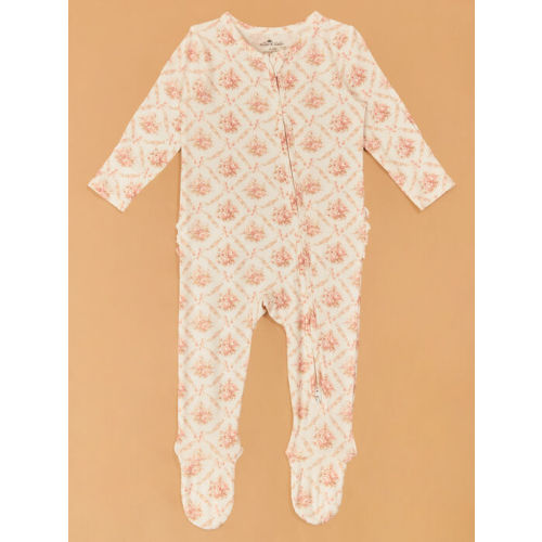 Rosie Bow Ruffle Footie in Ivory | AS Kids