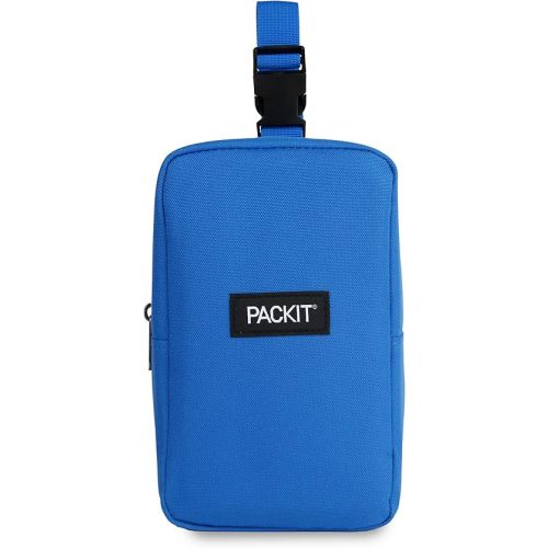 PackIt Freezable Upright Snack Box, Azure Blue, Built with EcoFreeze Technology, Fully Freezable, Collapsible, Reusable, With Top Buckle Handle and Top Load Design, For Perishable Snacks On the Go