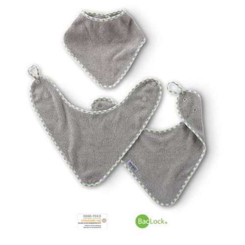 Baby Bibs Set, graphite with gingham trim | Norwex USA