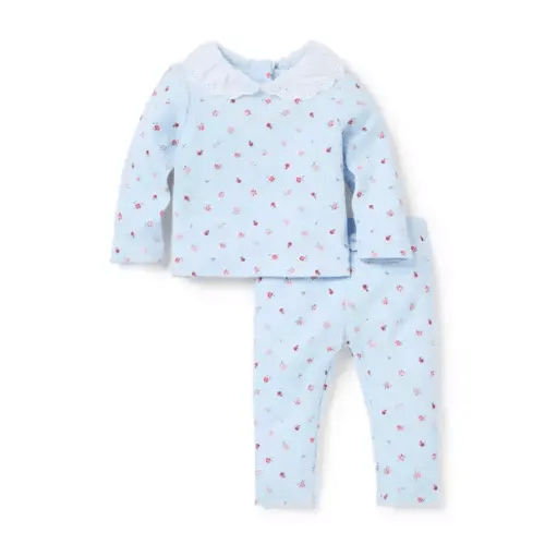 Baby Cloudy Blue Ladybug Floral Baby Ladybug Pointelle Matching Set by Janie and Jack
