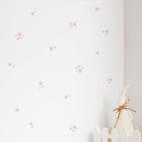Watercolor Flower Wall Decals | Removable Pink Floral Stickers for Boho Home Decor, Nursery & Girls Bedroom Walls. Soft pink Flower decor.