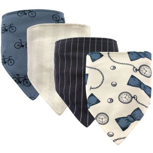 Hudson Baby Infant Boy Cotton Bandana Bibs 4pk, Pocketwatch, One Size