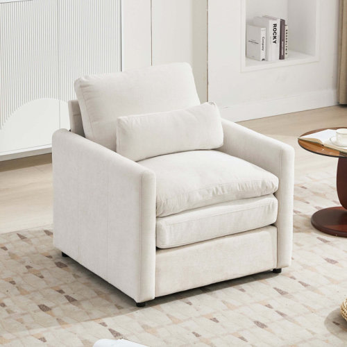 Latitude Run® Oversized Cloud-style Upholstered Armchair with Double Plush Cushion, Cozy Single Sofa for Living Room | Wayfair