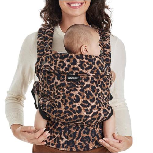 Momcozy Baby Carrier - Ergonomic, Cozy and Lightweight Carrier for 7-44lbs, Effortless to Put On, Ideal for Hands-Free Parenting, Enhanced Lumbar Support, Purehug for Infant to Toddler, Leopard