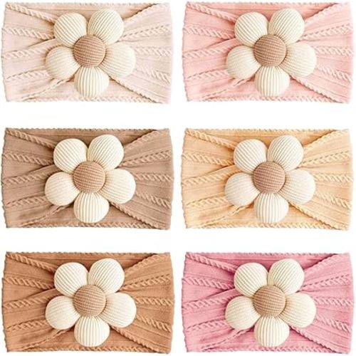 6 Pcs Baby Flower Headbands Baby Girls Nylon Headband Soft Hairbands Hair Accessories for Newborn Infant Toddler Kids