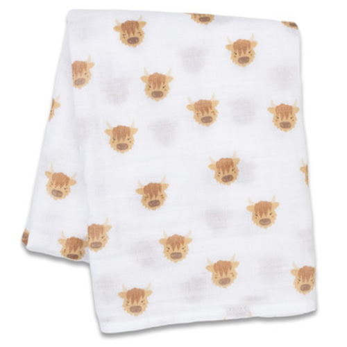 Buy Lulujo Baby Swaddle Blanket Muslin Cotton Highland Cows at Well.ca | Free Shipping $35+ in Canada